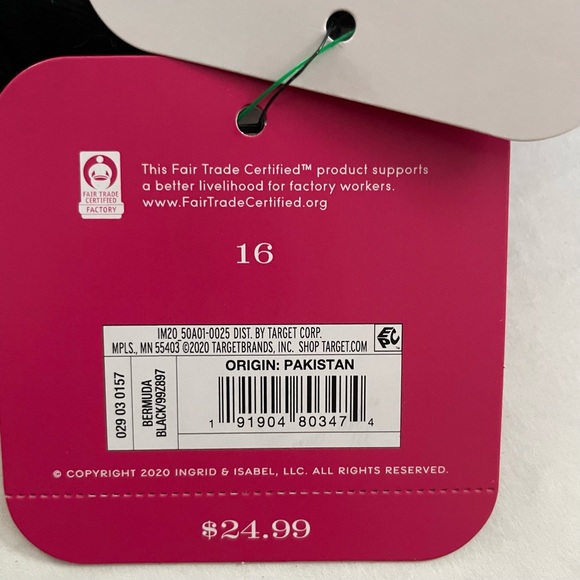 NWT ($24.99) Isabel Black Denim Raw Edge Bermuda. Size 16. - Picture 4 of 7